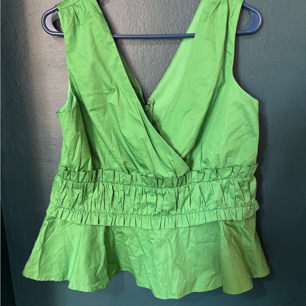 Green Sleeveless Ruffle Top